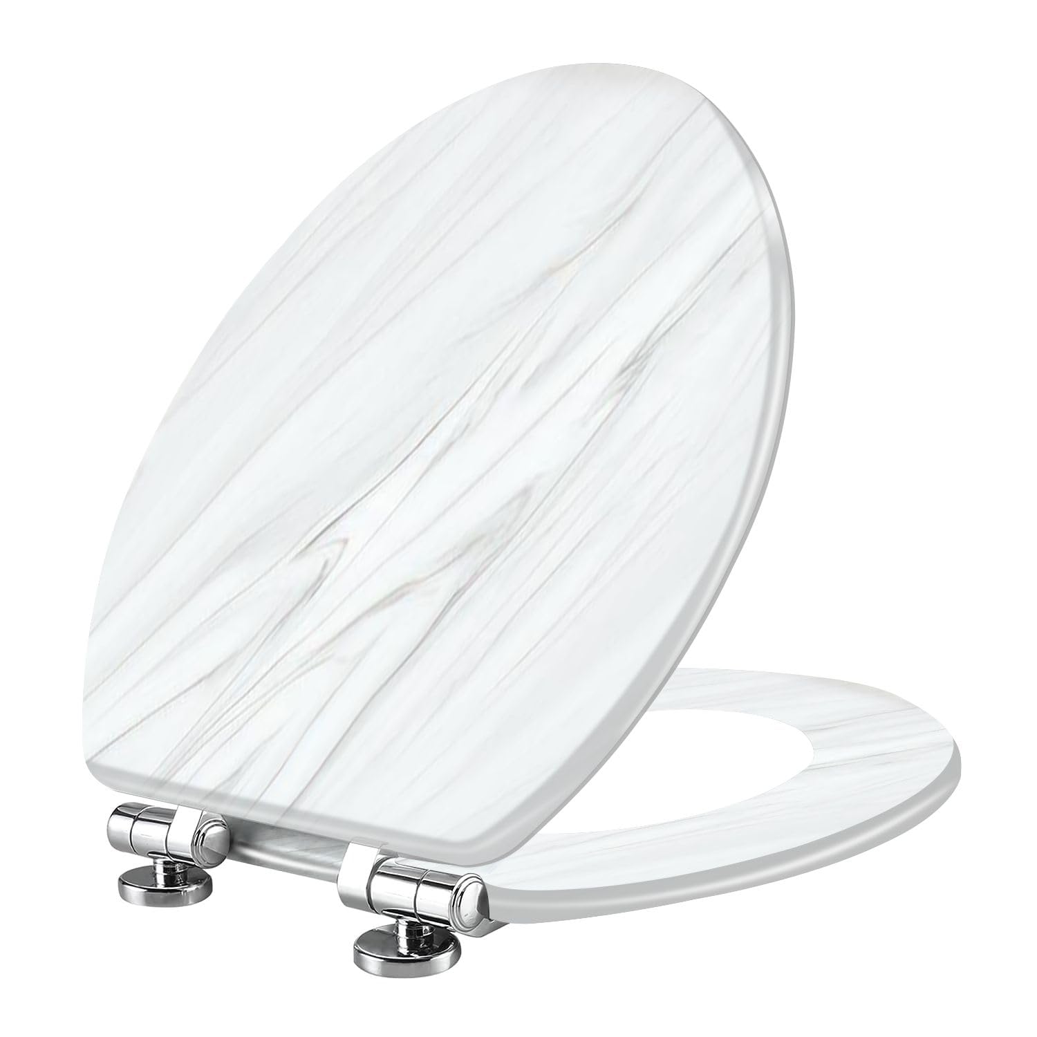 Tazyyzuu Multi5 Violet Lavender Marble Toilet Seat Slow Close Quick-Release Hinges Easy Clean 18.5X14.5 Inches(Multi5)