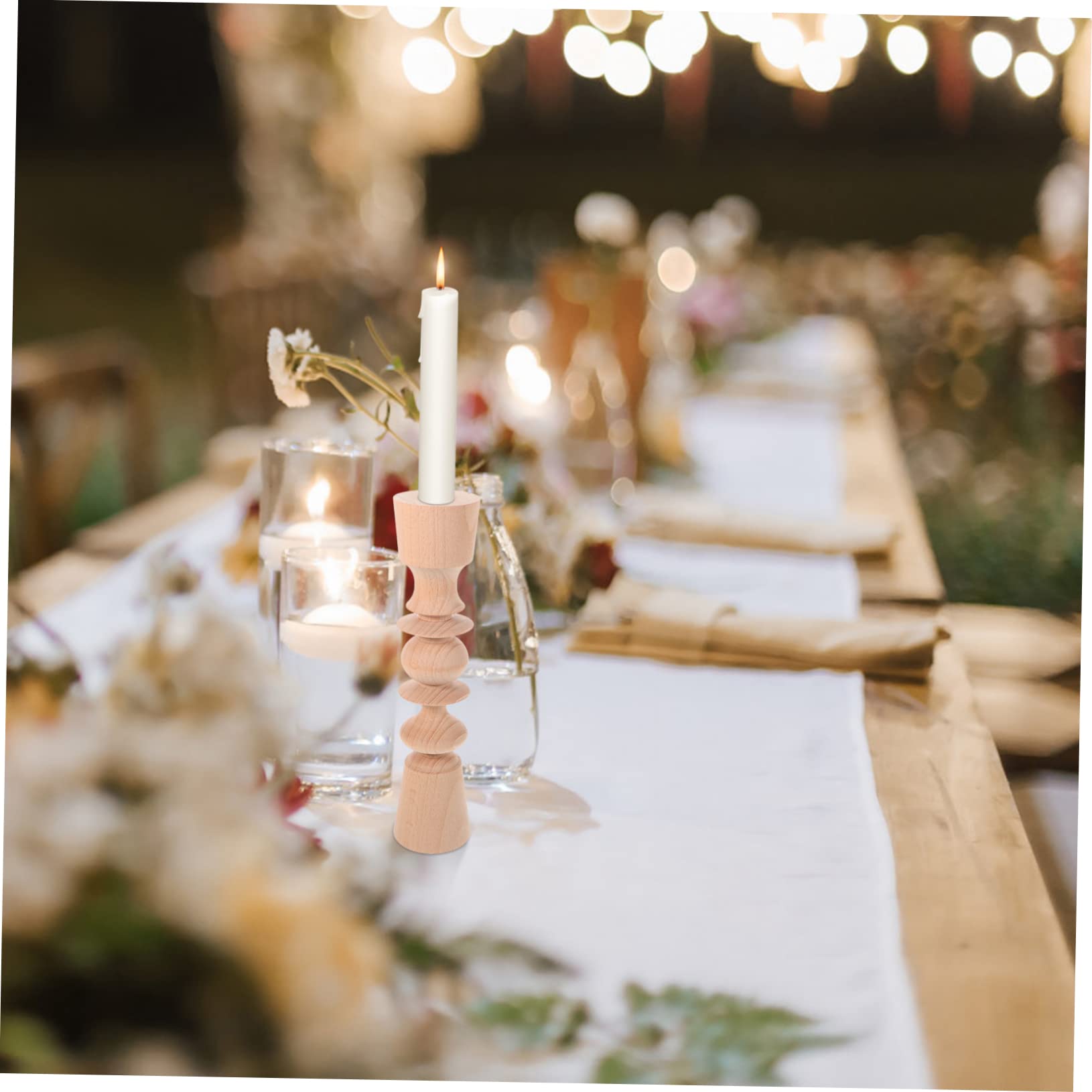 Cabilock Solid Wood Candle Holder Rustic Candle Holder Wood Candlestick Craft Desktop Candlestick Craft Desktop Candlestick Holder Natural Candlestick Decor Candle Stand for Living Room