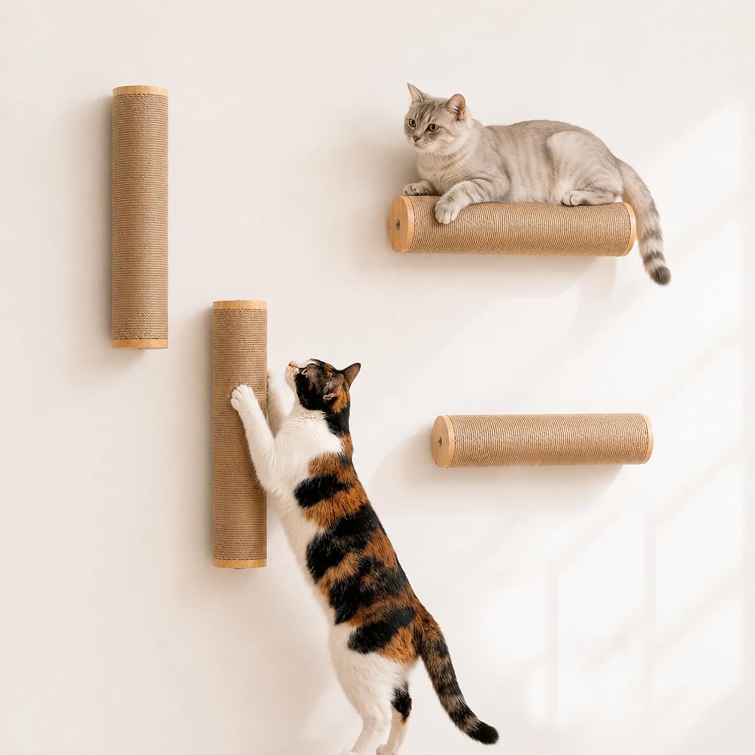 Rascador de sisal para gatos montado en pared 11 pulg