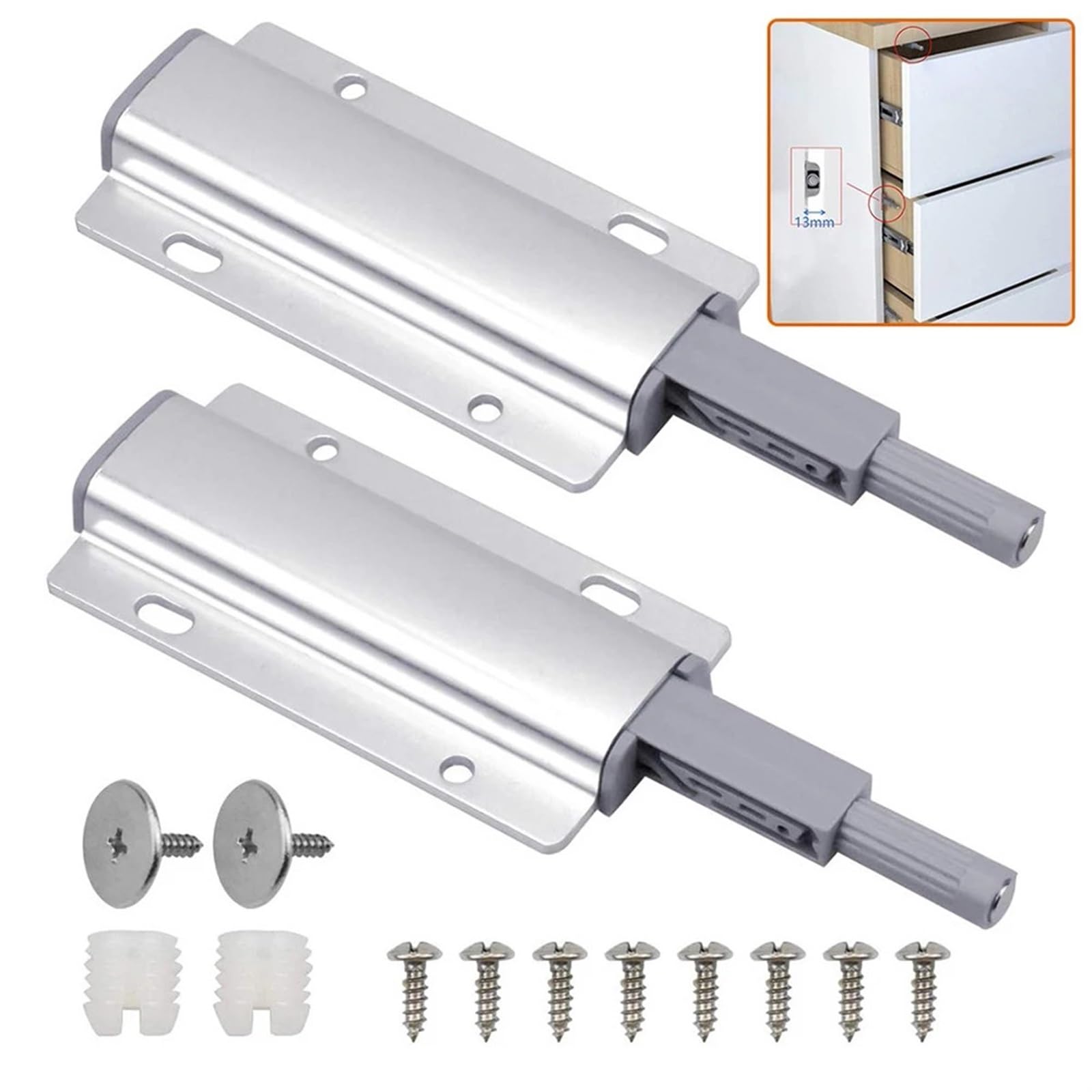 Kjbdqqh One Color Catches 2Pcs Push To Open System Damper Buffer For Cabinet Door Cupboard Catch For Home Kitchen Furniture Hardware Accessories For Door