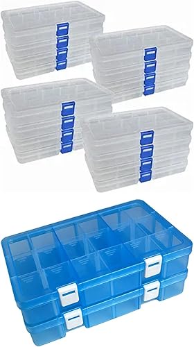 DUOFIRE Organizador de plástico Contenedor 15 rejillas y caja de almacenamiento 18 rejillas