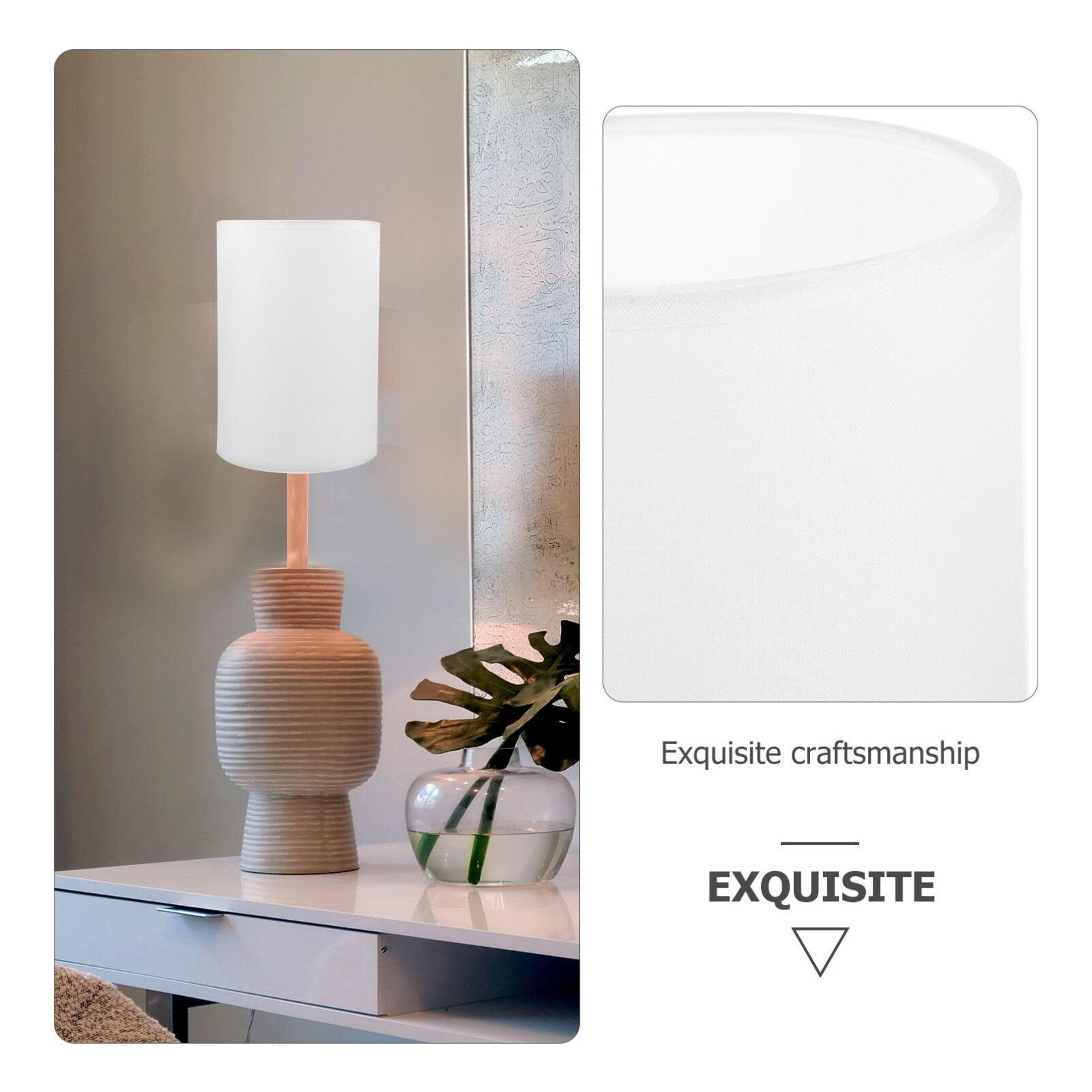 MAGICLULU Paralume Alto A Tamburo - E27 Paralume Cilindro In Lino Lino Naturale Realizzato A Mano Lampadario A Soffitto Per Lampada Da Tavolo Lampada Da Comodino Bianca