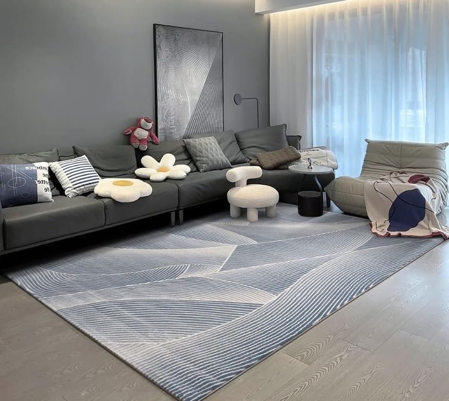 Tapis vintage pour salon grand format lignes géométriques