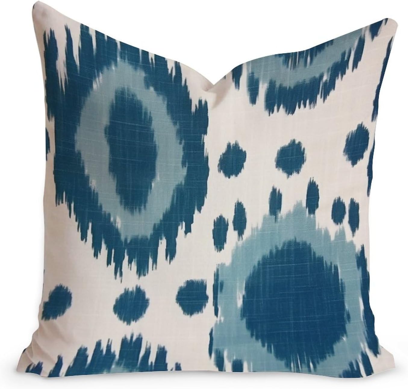 Funda de almohada de sofá azul y aguamarina, antigua en azul oscuro, funda de almohada de doble cara de 24 x 24 pulgadas, lino blanco (83 x