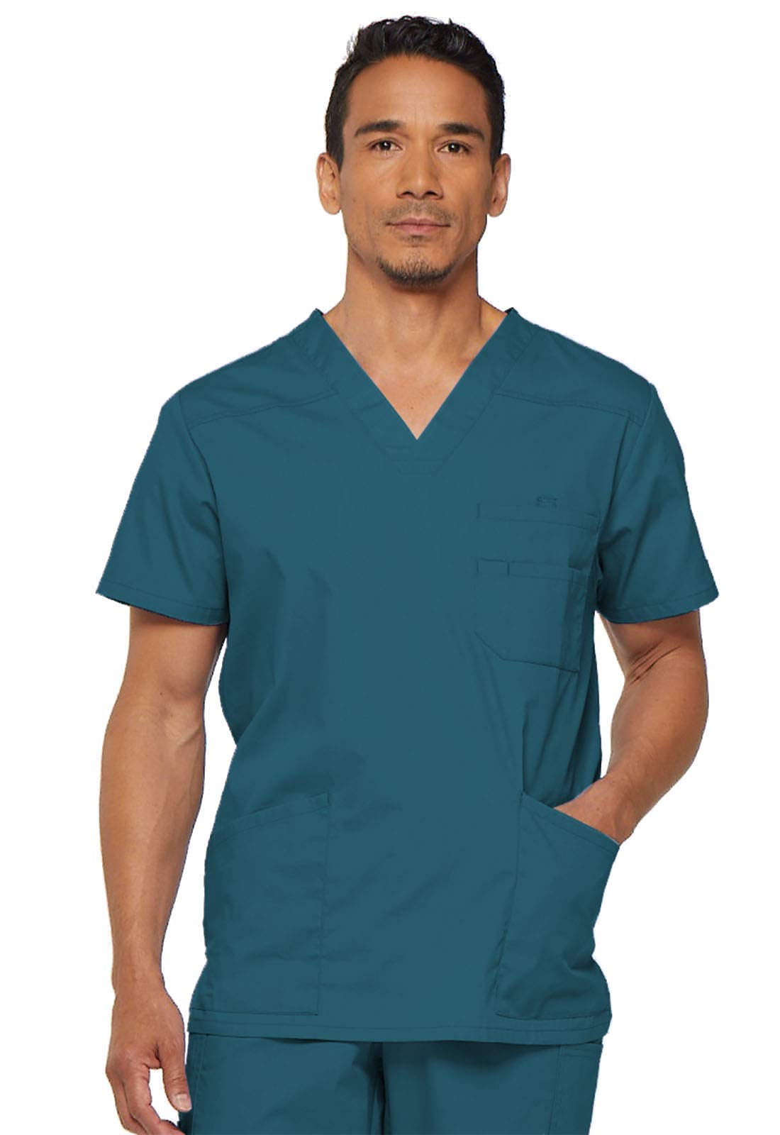 Dickies Xtreme Stretch Men's V-Neck Scrub Top, Caribbean Blue, S