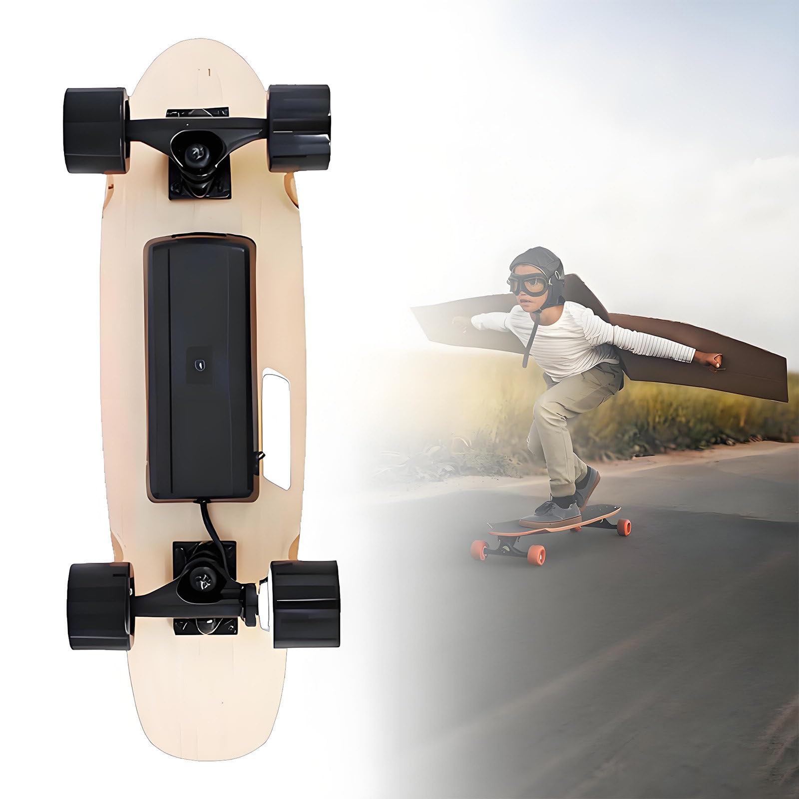 Skateboards électriques pour Adultes, Longboard électrique, Vitesse de Pointe Stable de 24 km/h, jusqu'à 13 km d'autonomie, Cruiser électrique Nouvelle génération