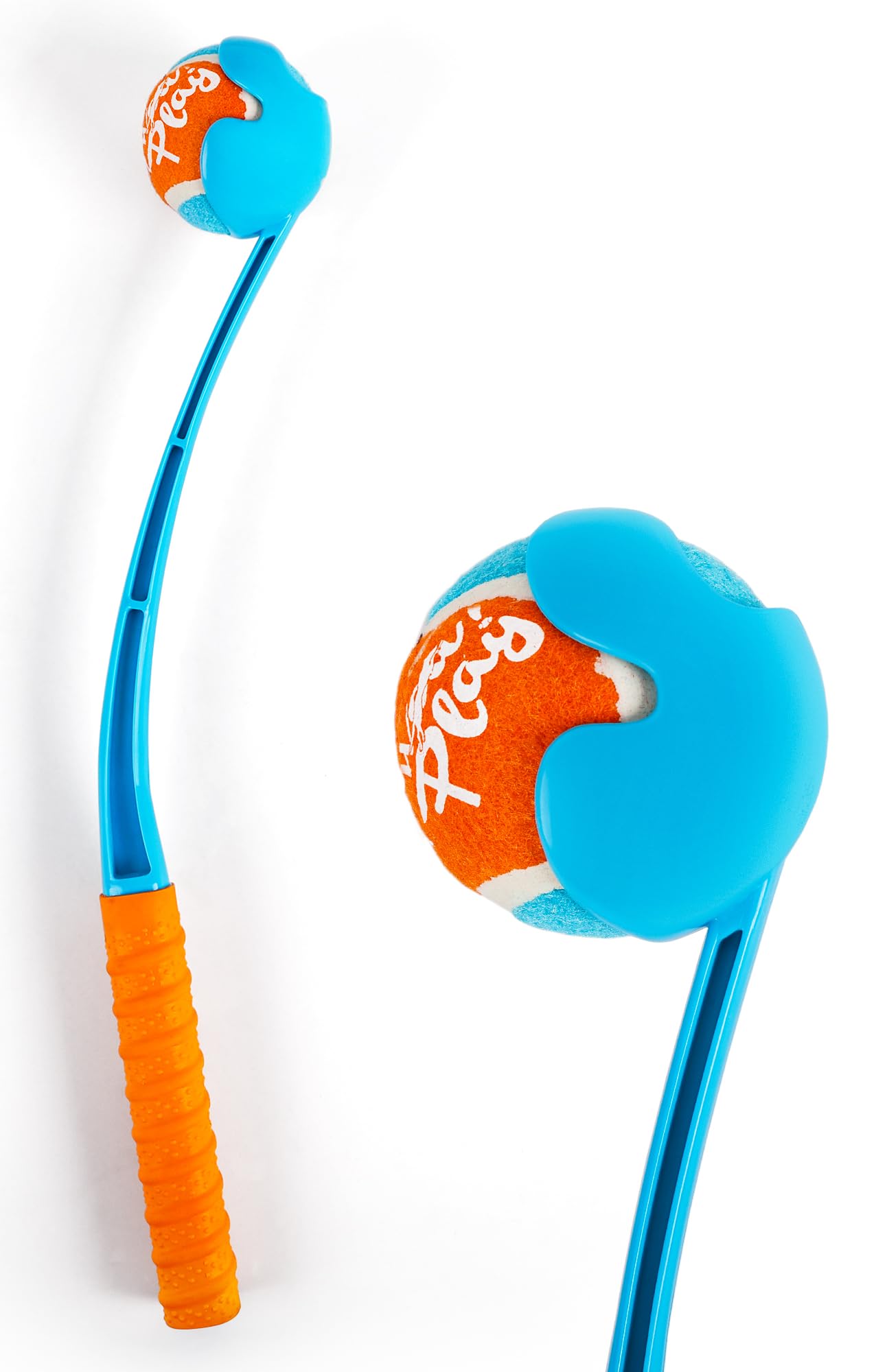 ALL FOR PAWS 49CM Dog Ball Launcher Hands Free Ball Thrower with a 2.5inch Tennis ball, Dog Fetch Toy Equipped with Soft and Comfortable Rubber Handle Grip