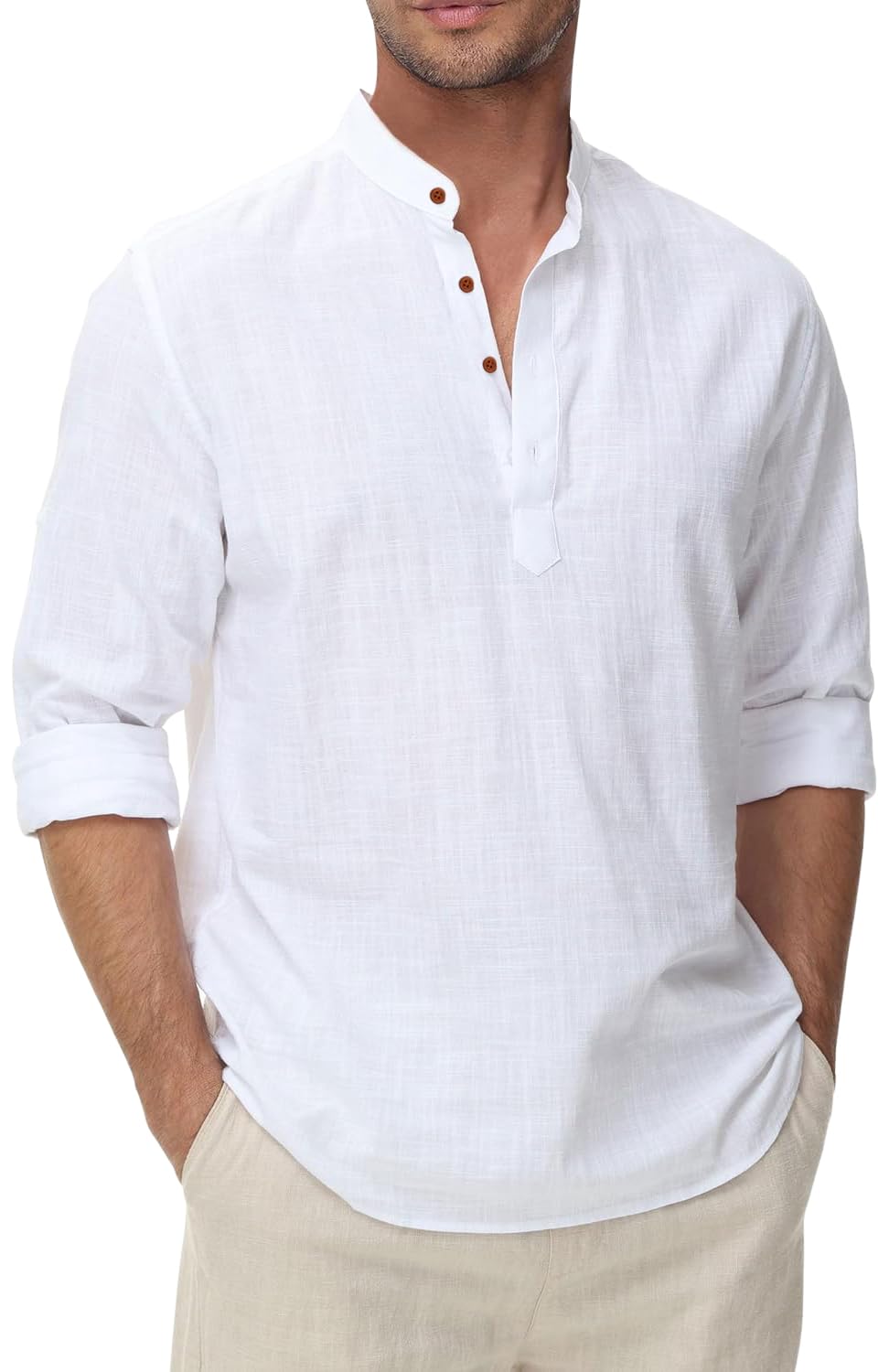zombom Men Solid Cotton Blend Full Sleeve Straight Kurta Shirt Regular Fit Short Kurta Shirt for Men-picture-16