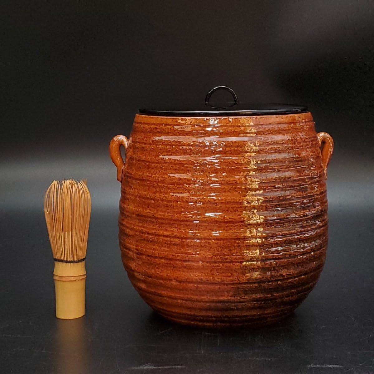 上作 岡田裕 作 萩灰被 籠小指 水指 蓋 表芳作