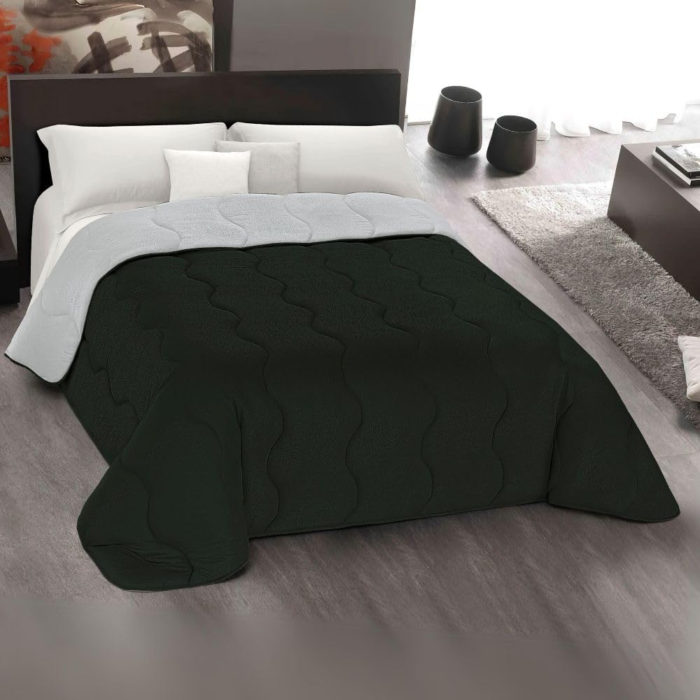 MAXIME MAISON - Colchas Cama 150 Modernas (245x265cm) Colcha de Invierno (300 gr/mq) Coloración Doble Cara, Cubre Cama en Microfibra Suave Made in Italy (Negro/Gris) Colcha Cama 180