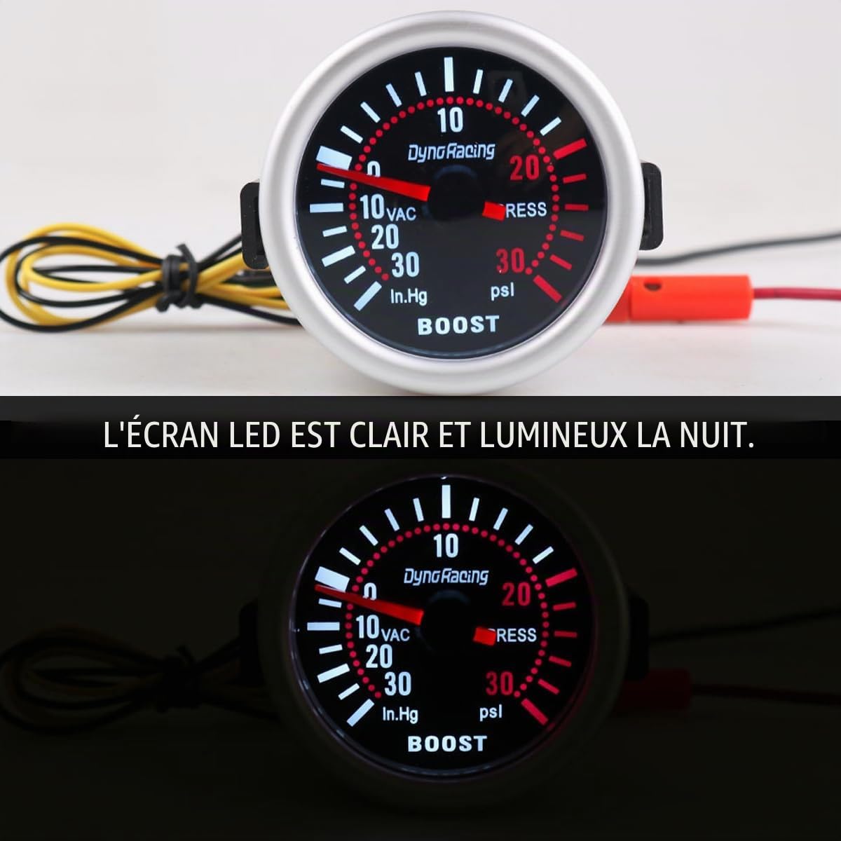 CGEAMDY Tachymètre pour Indicateur Diesel, Jauge à Turbocompresseur, Voiture Turbo Pression Compteur, Numérique Turbo Suralimentation PSI Jauge, Haute Précision, Universel pour Véhicule Camion