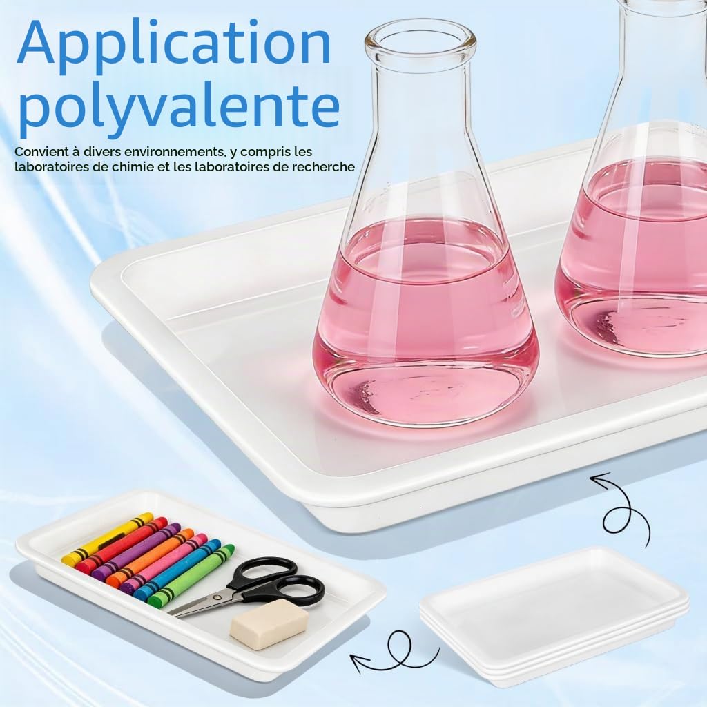 STOBAZA Plateau De Laboratoire 4 Pièces Résistant Aux Acides Et Alcalis Plateau en Plastique Étanche pour Expériences Scientifiques Et Confinement D'Échantillons