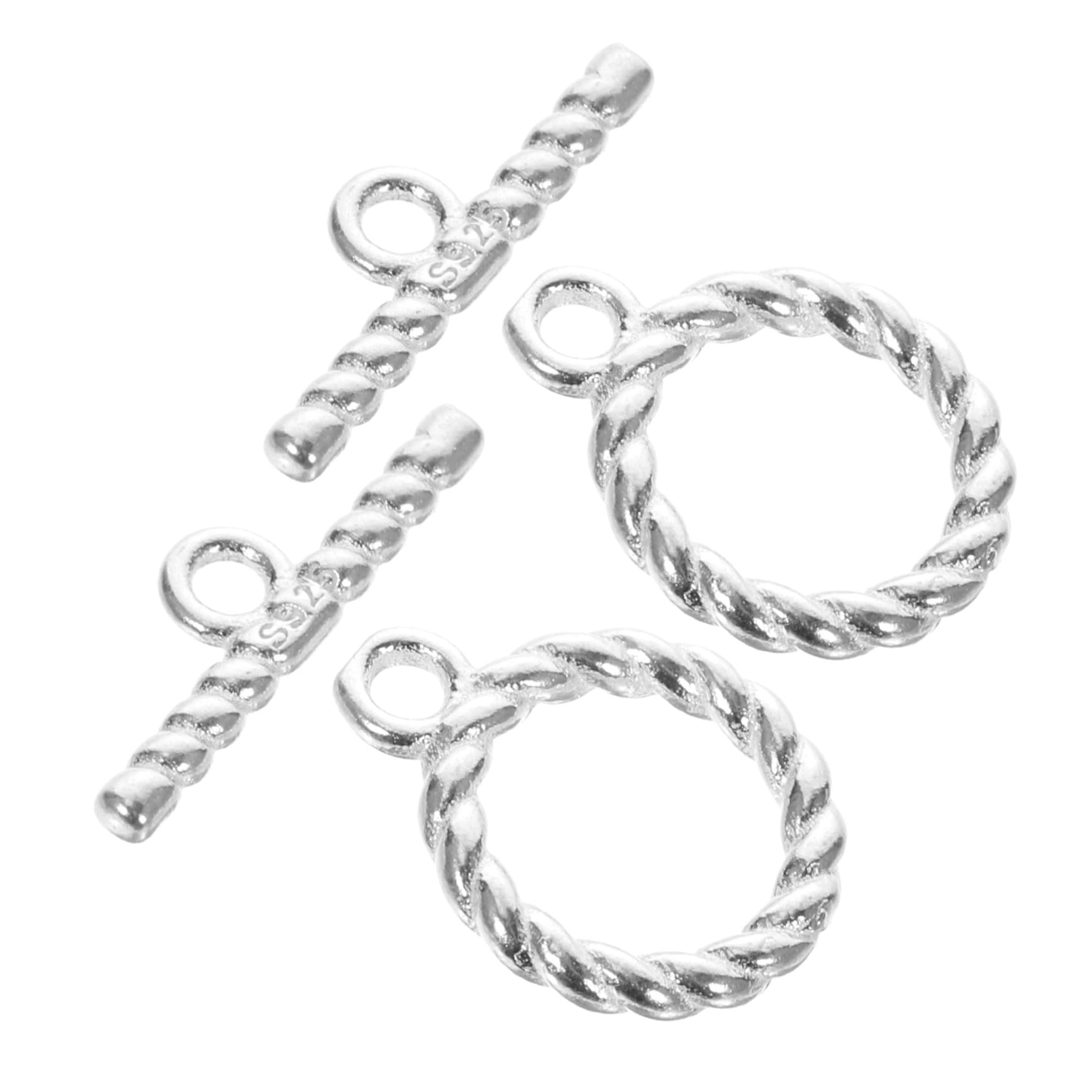 10 Sätze Sterling Silber DIY Toggle Verschluss Langlebiger Armband Halskettenverschluss Einfach zu Befestigen Geeignet für Schmuckherstellung und Reparatur