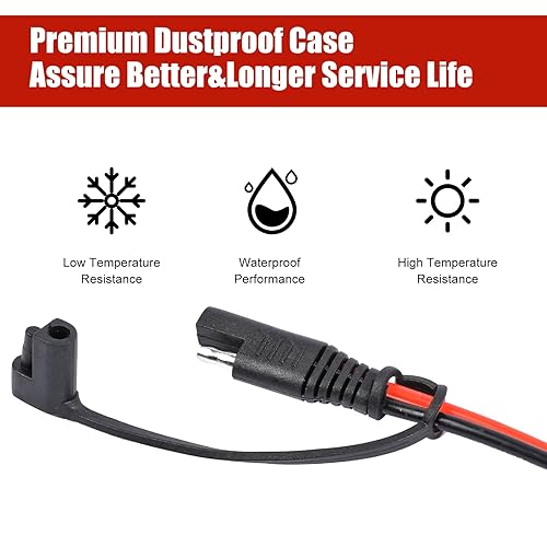 Miniatura 6 de Versión actualizada Abrazaderas de cocodrilo con clip de batería de 3.2 pies a conector SAE, cable de extensión de cargador solar de 14 AWG,