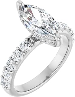 Eternity Hidden Halo Marquise Lab Diamond Engagement Ring