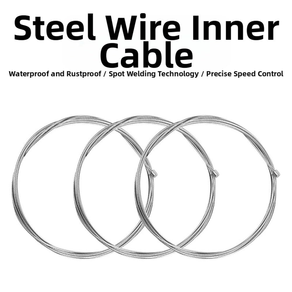 Câble de dérailleur de vélo en acier inoxydable - 2 m - Changement de vitesse précis - Revêtement étanche - Durable - Pour VTT, vélo de route, vélo - Fil argenté