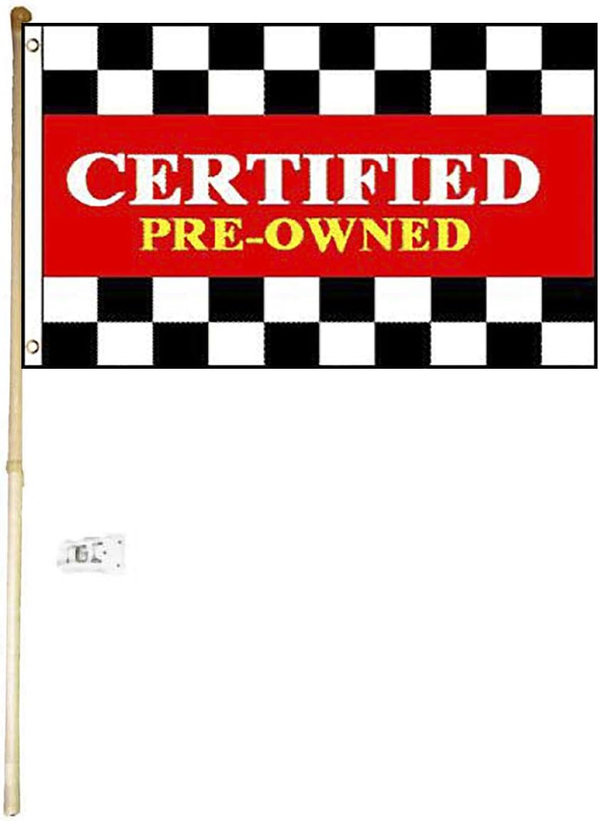 3x5 3'x5' Certified Pre-Owned Polyester Flag with 5' (Foot) Flag Pole Kit with Wall Mount Bracket & Screws (Imported)