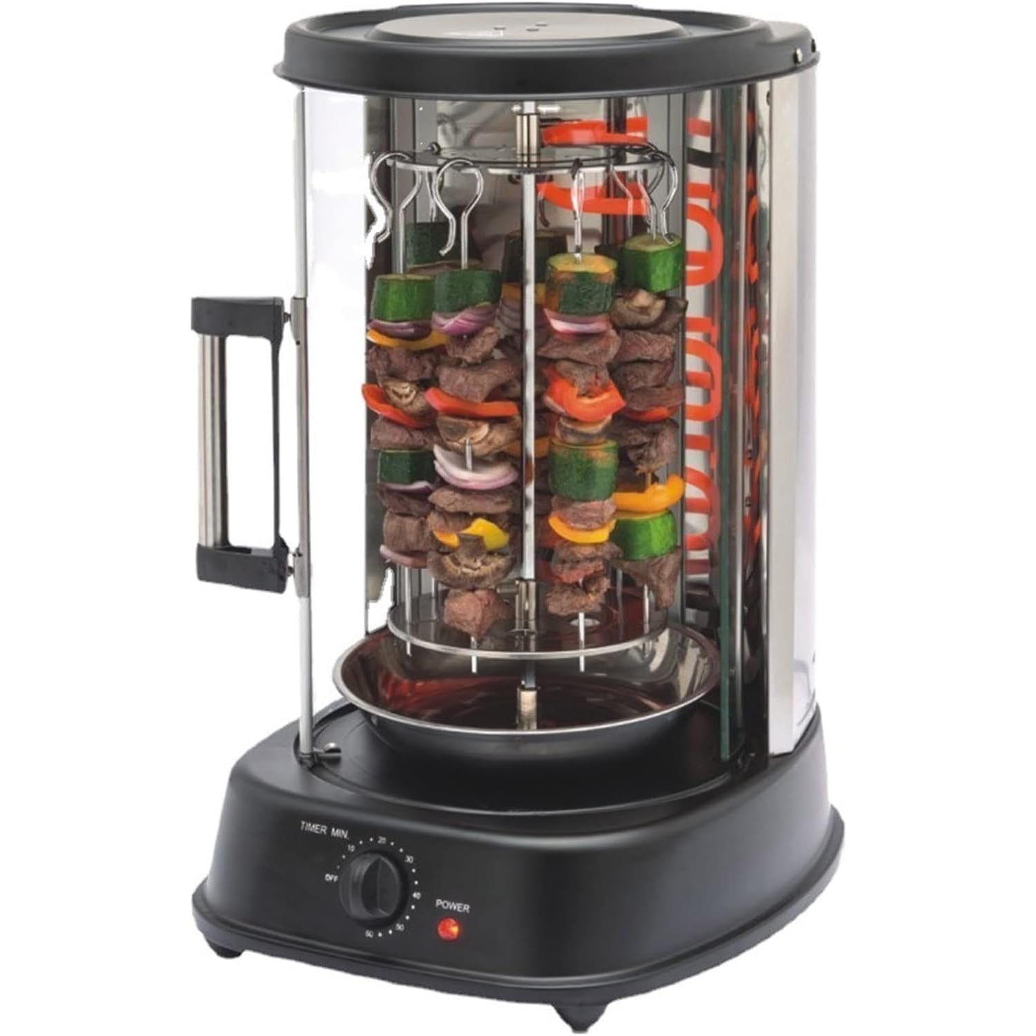 Rôtissoire Verticale Électrique, Rotatif à 360°, Machine à Viande Barbecue de 21 L Avec Quatre Types de Grilles, Pour Brochettes, Patates Douces et Dinde