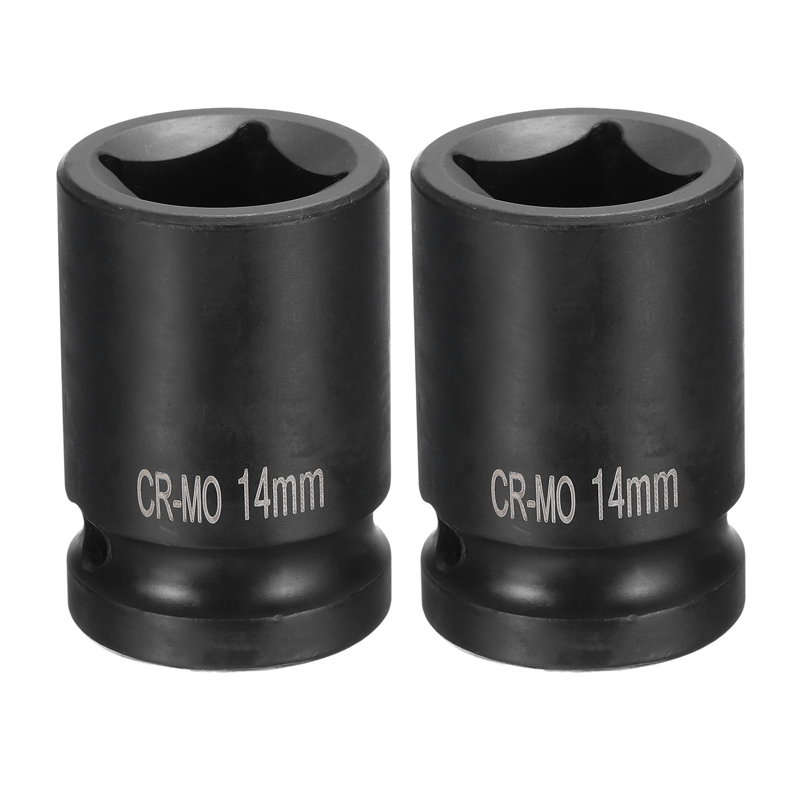 HARFINGTON 2pcs 4 Point Square Socket 1/2" Drive 14mm Metric Square Impact Socket CR-MO Blackening Standard Wheel Sockets Pneumatic Socket Tool for