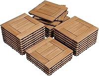 Yaheetech 27PCS Interlocking Natural Fir Wood Deck Tiles 12x12 Patio Outdoor Indoor Anti-Slip Ventilation