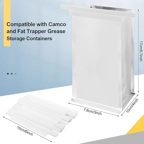 Miniatura 2 de 50 bolsas desechables de almacenamiento de grasa de tocino, bolsas de contenedores de grasa para líquidos calientes, aceites para almacenamiento de