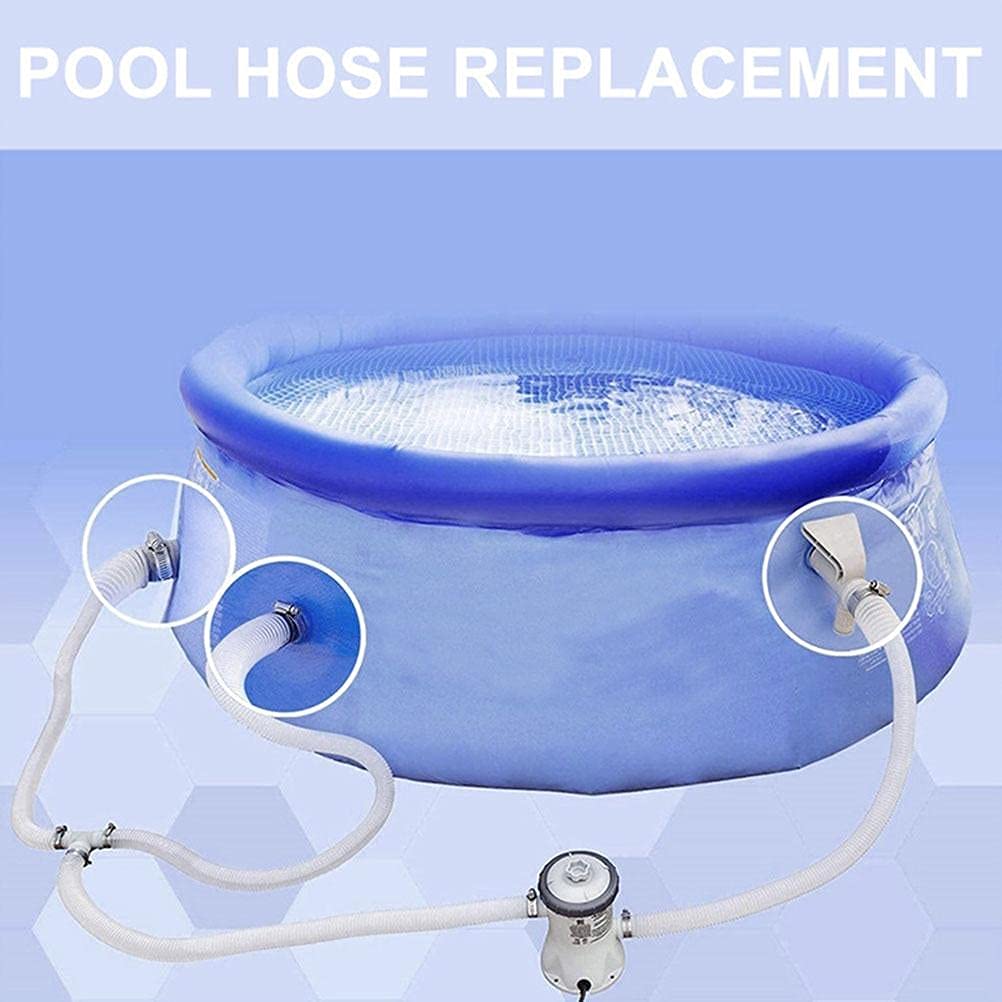 Lot de 2 tuyaux de piscine de 32 mm avec 4 colliers métalliques, pour piscines au-dessus du sol 150 x 3,2 cm