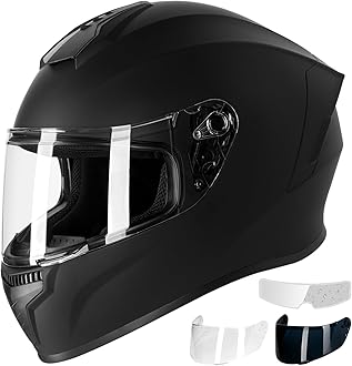 Favoto Full Face Motorcycle Helmet - Dual Visor, Anti-Fog Film Included, DOT Approved Adult Dirt Bike Helmet for Men Women