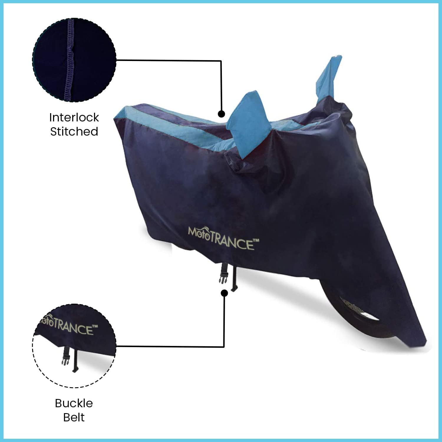 MoTotrance Aqua Water Resistant Bike Cover for Hero Xtreme Sports | 99.9% Water Resistant & Dustproof | Mirror Pockets | Anti Scratch | Interlock Stitching | Buckle Belt | Two Wheeler Cover
