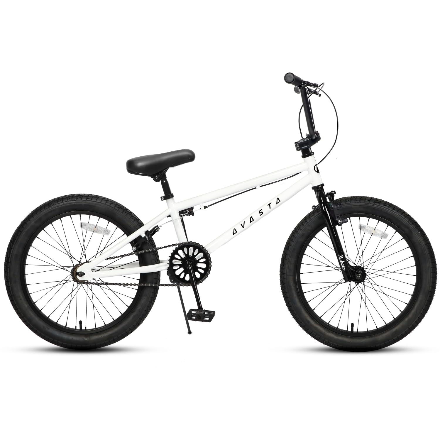 AVASTA Bicicleta BMX de 18 Pulgadas para niños de Estilo Libre para 5 6 7 8 años de Edad para niños niñas y Adolescentes Principiantes, Color Blanco