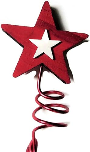 Red and White Small Tree Topper Star for Mini Christmas Table Tree, 4th of July, Independence Theme Home Decor