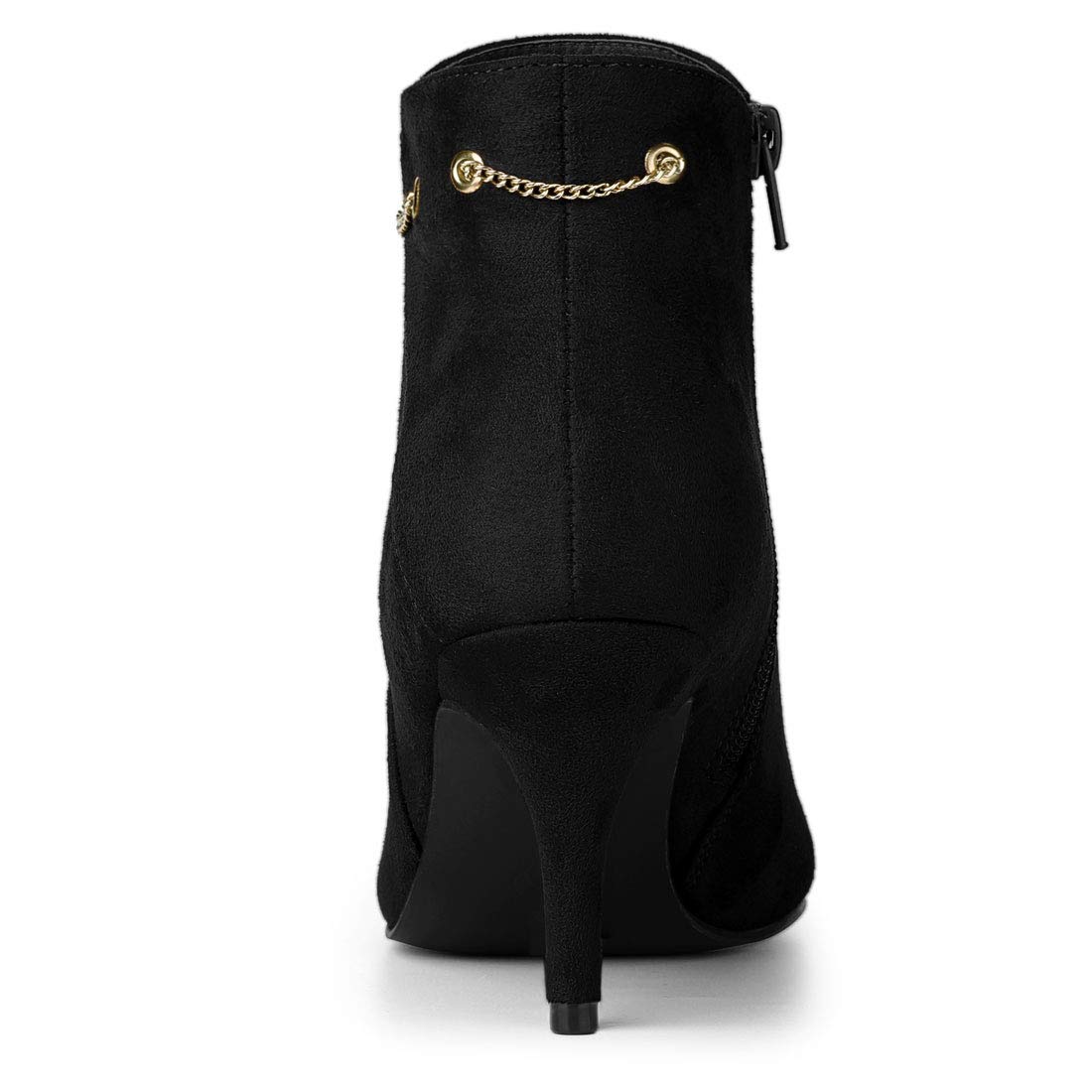 Allegra K Bottines à talon aiguille à bout pointu et fermeture éclair latérale pour femme