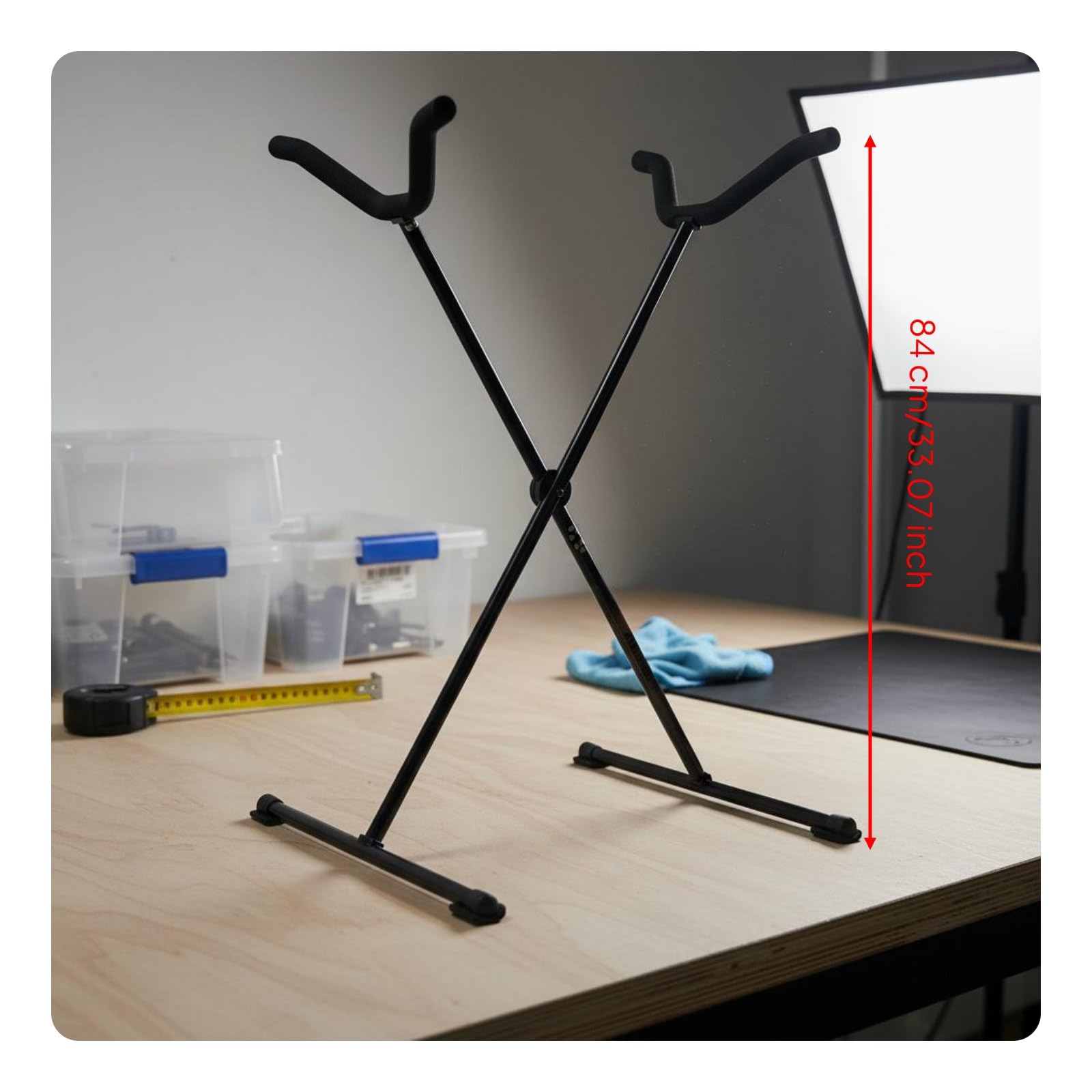Supporto Espositivo in Alluminio Porta Modelli Struttura X Pieghevole Imbottitura Spugnosa Antigraffio Adatto per Officina Magazzino Collezionisti, Nero