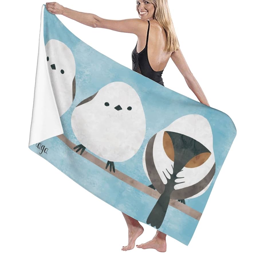 Amazon｜シマエナガ かわいい 鳥(1) バスタオル 大判 吸水速乾