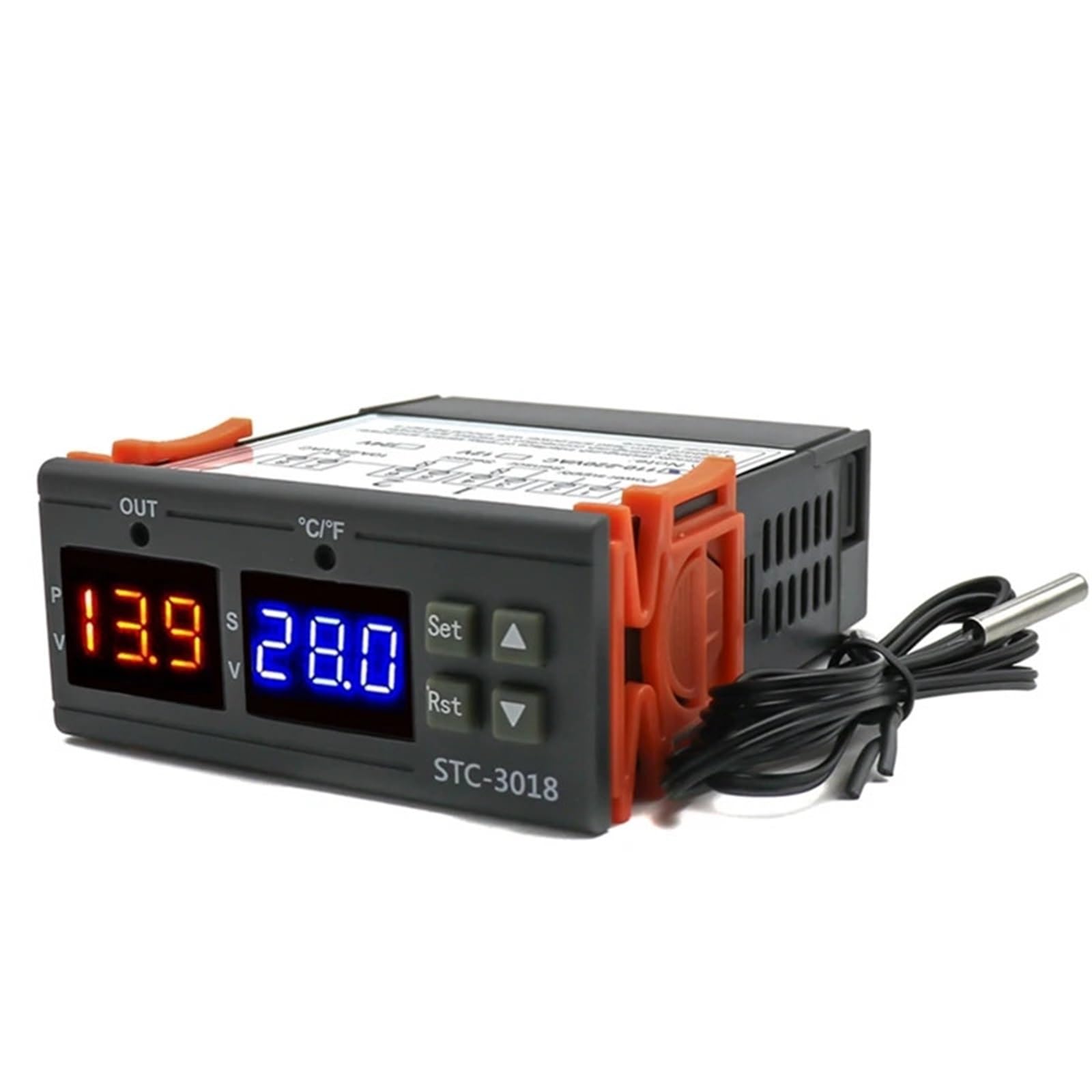 STC-3018 Doppio regolatore di temperatura digitale Termostato termoregolatore a due uscite a relè con riscaldatore e raffreddatore(As Shown 12V)