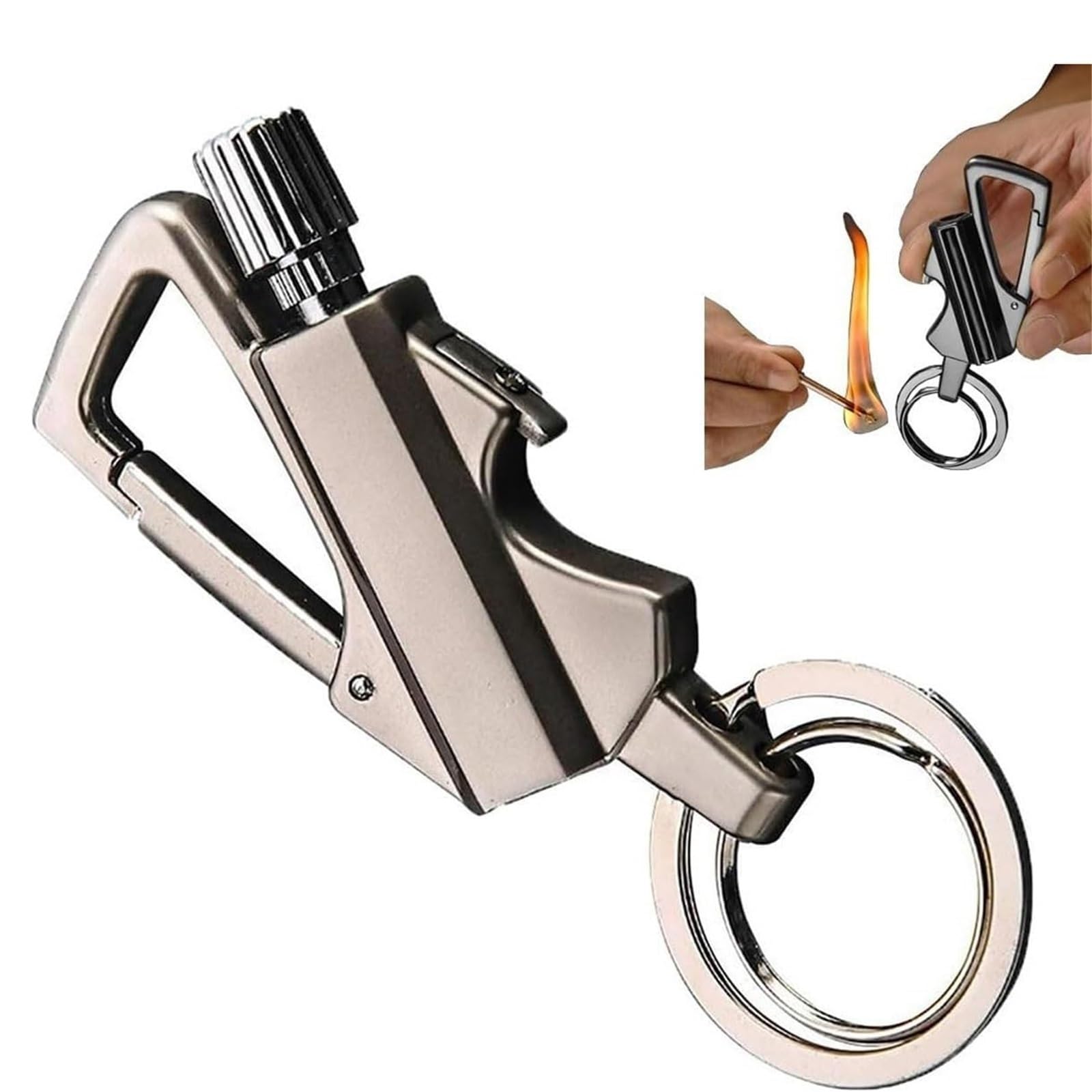 Briquet porte-clés et allumette réutilisable pour feu sous la pluie
