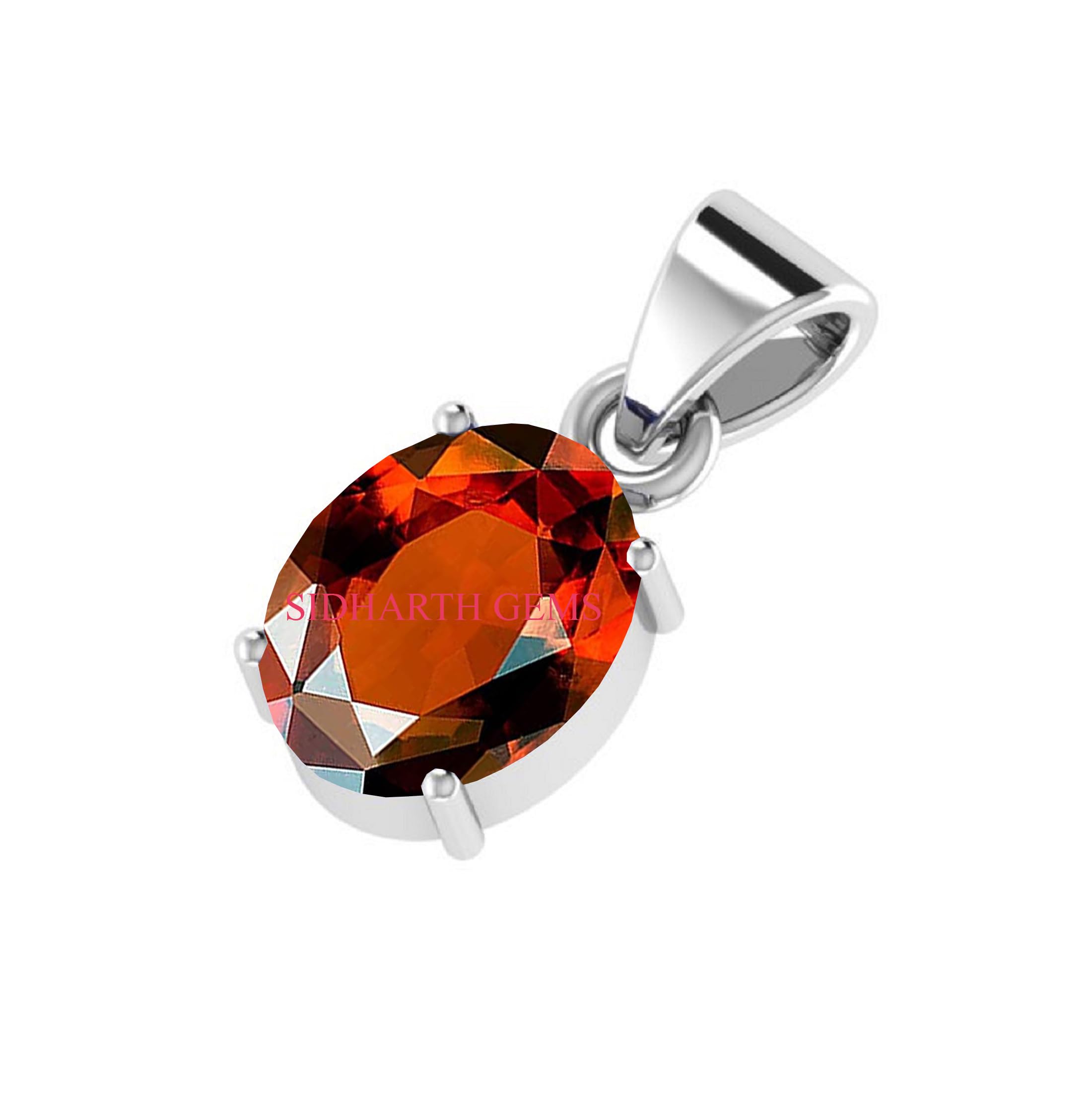kushmiwal gems 8.00 Carat Certified AA++ Natural Gemstone Gomed Hessonite Stone Panchdhaatu Stone Pendant Locket Silver Plated Pendant Locket for Man and Women-picture-2