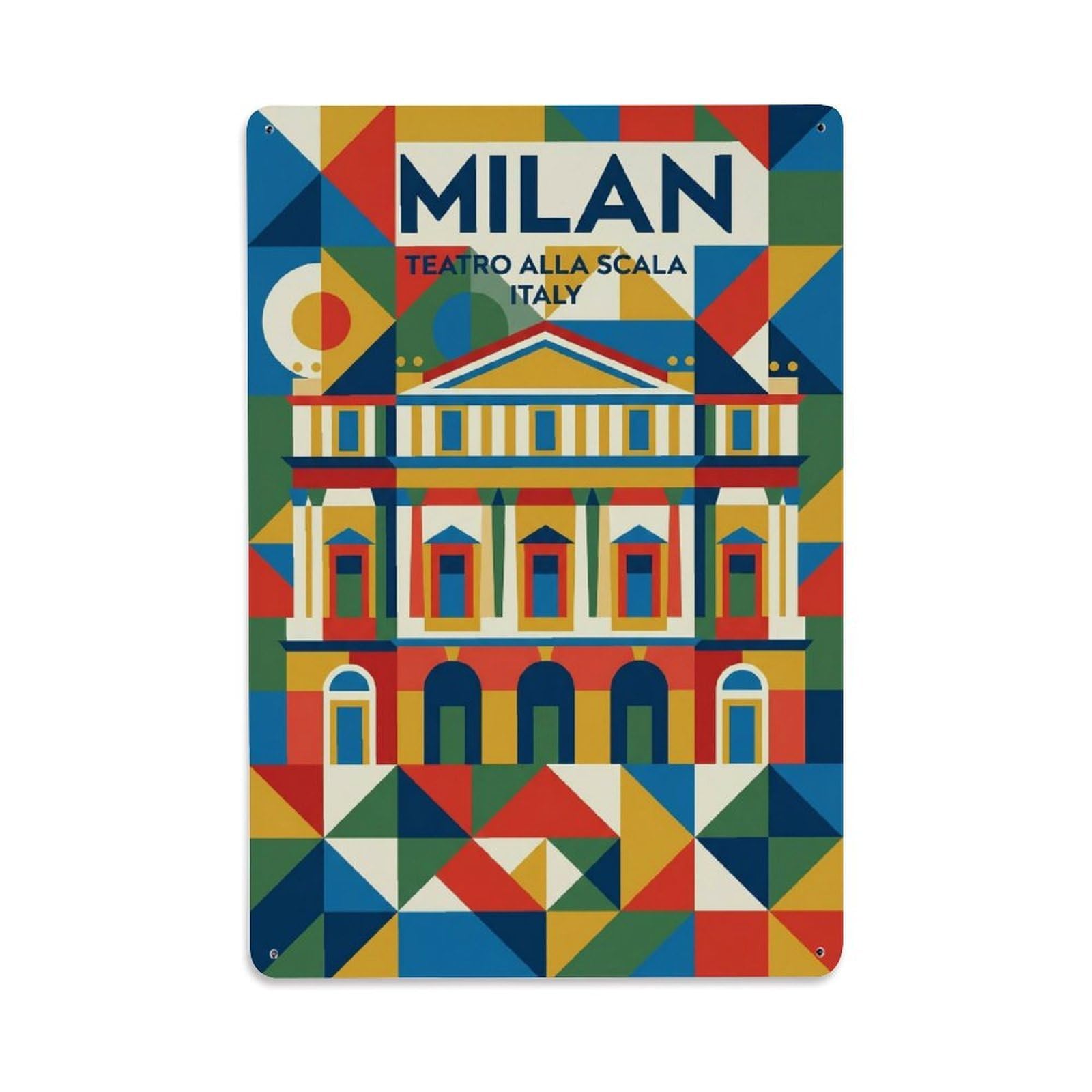 Olhnbad Style Geometric Milan Italy Historic City Travel Metal Tin Sign
