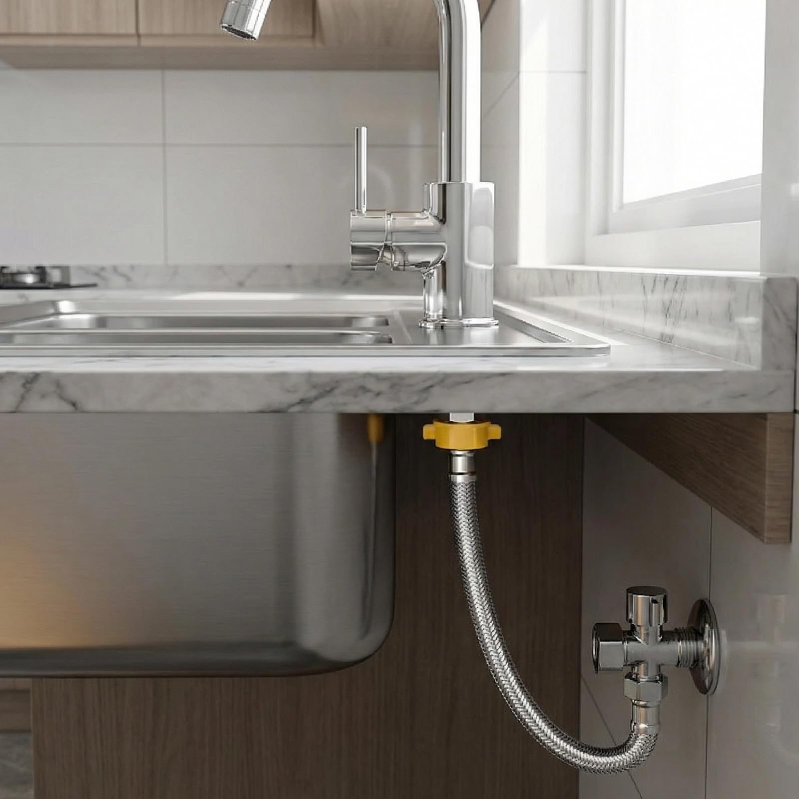 Tubo flessibile 1/2", 2 pezzi 20 cm, tubo corazzato in acciaio inox, prolunga per rubinetto, tubo flessibile di collegamento in acciaio inox per rubinetto valvola angolare