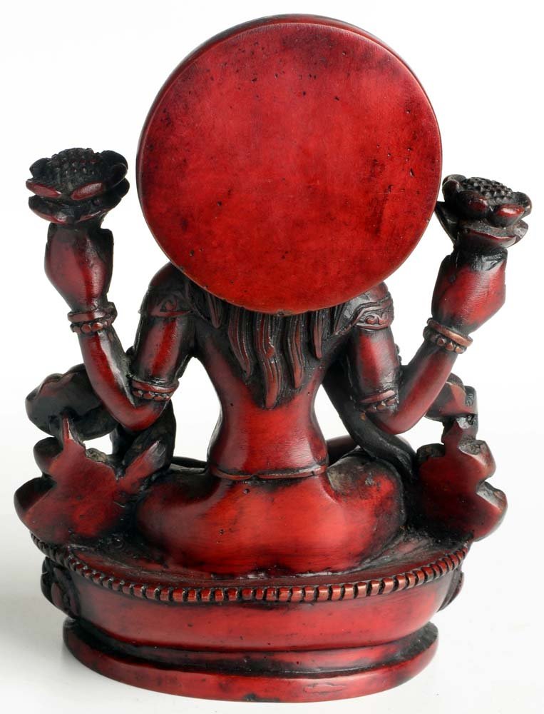 Estatuilla de Laksmí, 14 cm, resina pardo rojizo, estatua de la diosa de la suerte, la fertilidad, el amor, la salud y la riqueza, hecha a mano en Nepal
