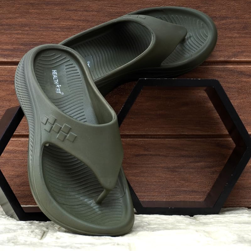 Image of HEALTH FIT Super Soft Ortho Care Bounce Back|Anti-Skid & Comfortable Stylish Light weight |Waterproof Slipper for Daily Use| Flexiable for Men's HF11 Light Grey