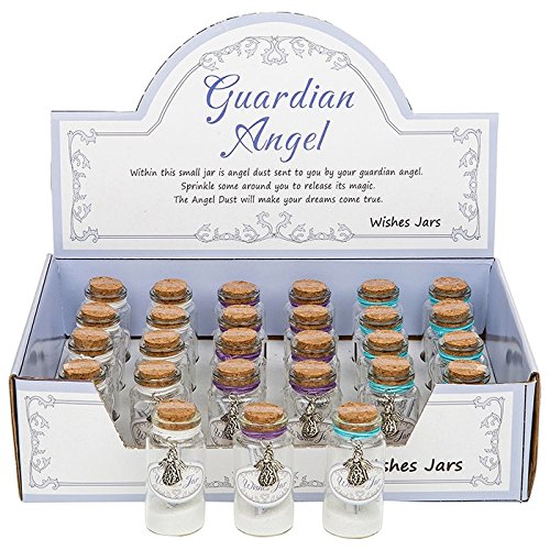 Guardian Angel Wishes Jar with Sparkling Wishing Dust, Scroll and Angel Trinket