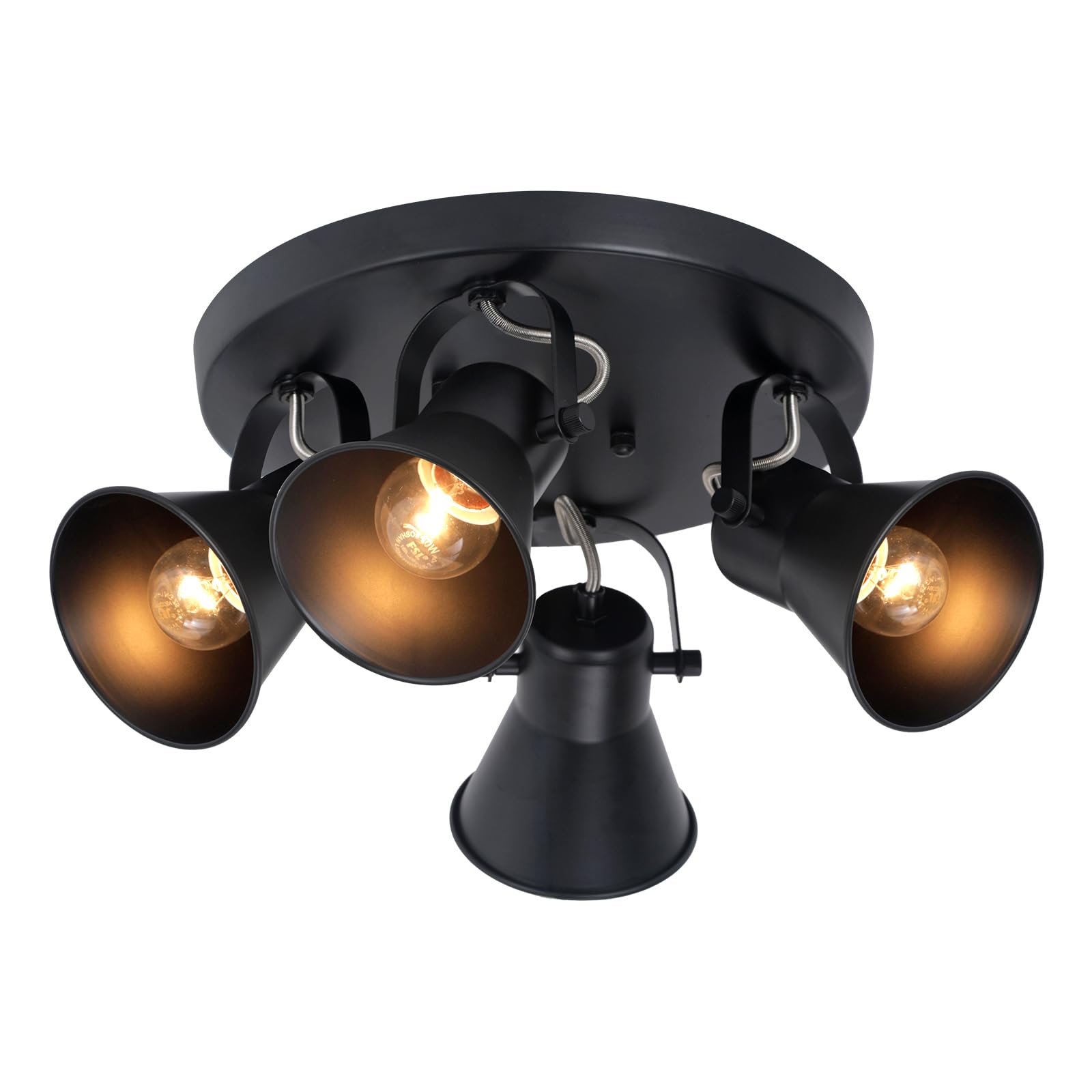 4-Light Kitchen Lighting Fixtures Ceiling, Adjustable Track Lighting Fixtures, Morden Black Directional Ceiling Light for Kitchen, Bathroom, Hallway, Dining Room, Coffee Bar.