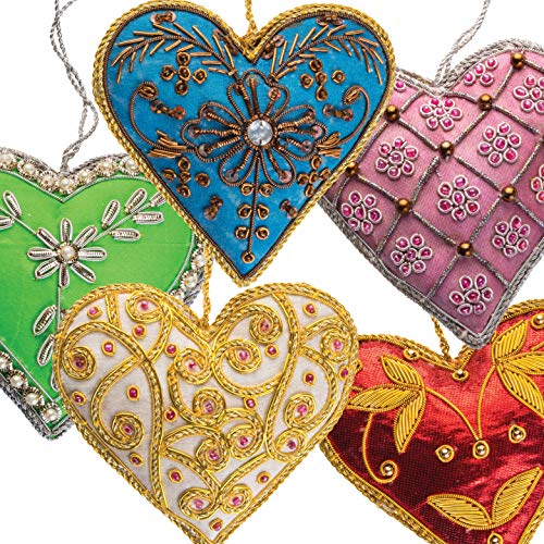 Valentine's Day Luxury Christmas Decoration Heart Hanging Ornament Present Romantic Wedding Table Décor Napkin Rings Handmade Set Of 5 Beaded Embroidered Pearl Hanging Fabric Easter Idea Xmas Tree #TOP24