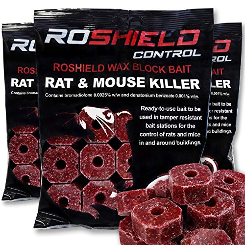 ROSHIELD- Rat/Mouse Poisoning Poison Blocks 700g Super Strength Single-Feed Fast Acting Rat & Mouse Killer Rat Poison Block Bait - Indoor Outdoor For Rodent Bait Station Refill Packs