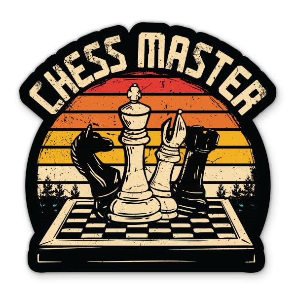 Chess Master Sticker - 5" Laptop Sticker - Waterproof Vinyl for Car, Phone, Water Bottle - Chess Decal