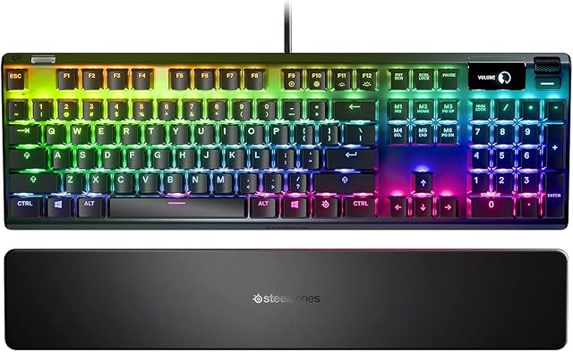 SteelSeries Apex 7  Mechaniczna Klawiatura dla graczy  Wyświetlacz OLED Smart  Przyciski sterowania multimediami i transmisja poprzez USB  RGB LED Przełączniki czerwone - Amerykański układ QWERTY