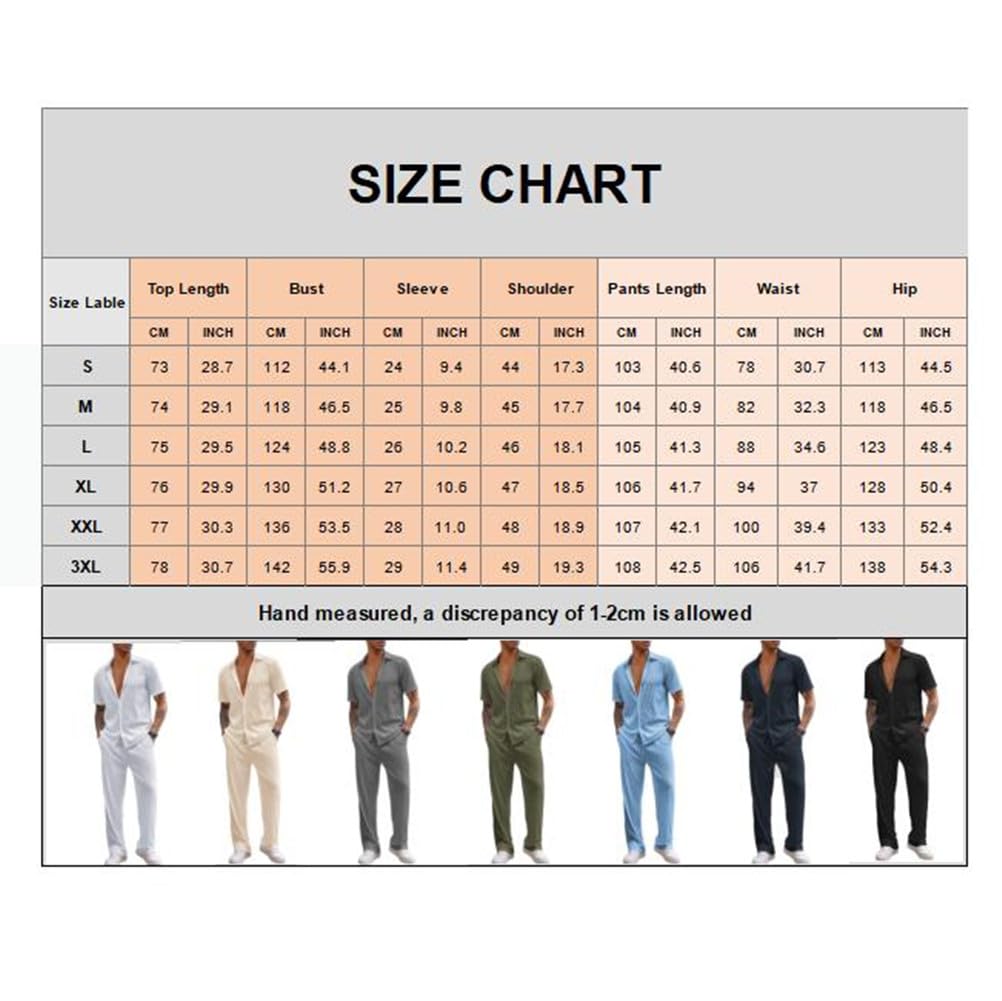 Uomo 2 Pezzi Completi Camicia e Pantaloni Abbigliamento Estivo Casual (Più Grande dello Standard)