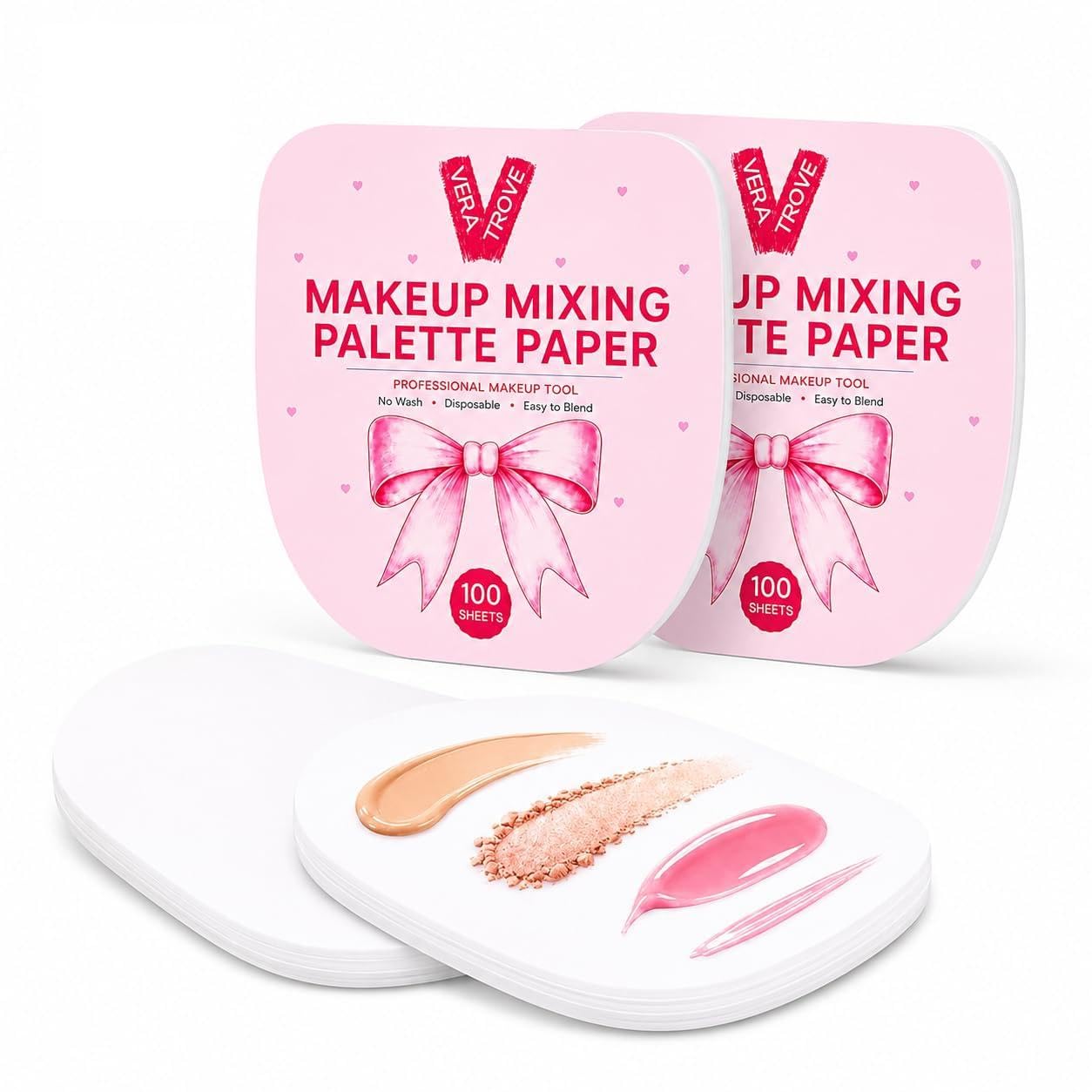 Makeup Mixing Palette Paper, 100 Sheets Disposable Foundation Mixing Paper, Hygienic Cosmetic Palette Pad for Foundation, Concealer, Liquid Blush & Makeup Blending (2 Pack)