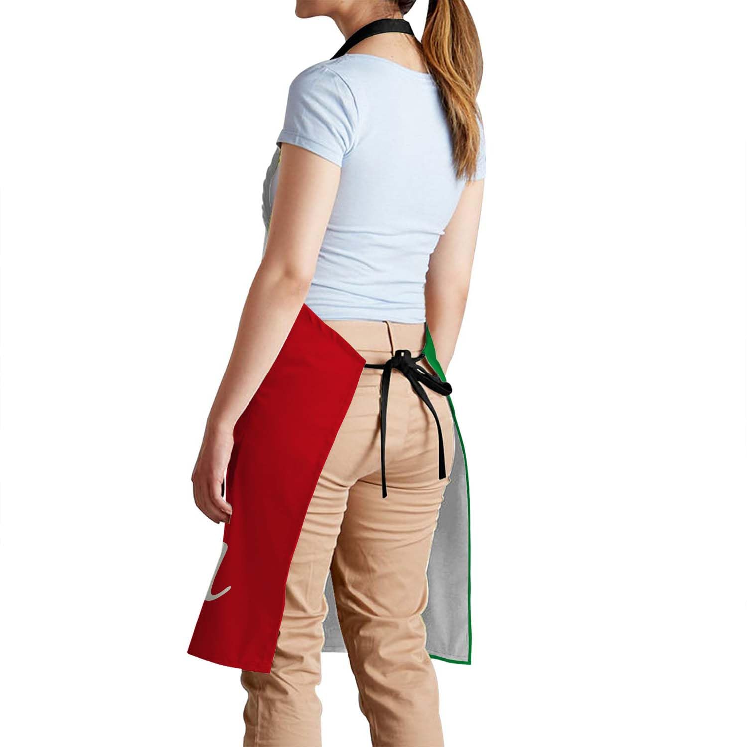 Smooffly Italian Flag Pizza Chef Apron - Unisex Adjustable Bib Apron for Home Kitchen Restaurant, Coffee House - Image 3