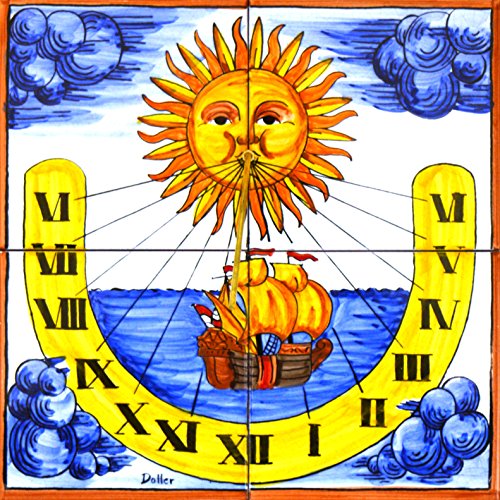 ART ESCUDELLERS Handpainted Ceramic Sundial for The Garden, Outdoor sundials Wall Art Decor Mural & Perfect for an Anniversary